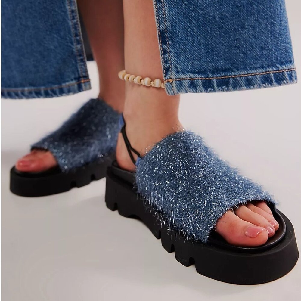 Miista Blue Tinsel Fuzzy Platform Sandals Lisa Says Gah Paloma Wool